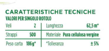 tabella caratteristiche tecniche carta igienica